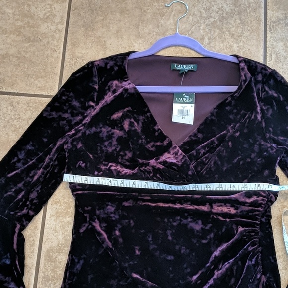 RALPH LAUREN dark purple velvet faux wrap cocktail dress NWT - Picture 9 of 12